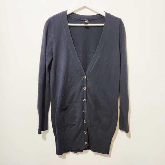 H&M Navy Long Length Cardigan Sweater S - Picture 8 of 11